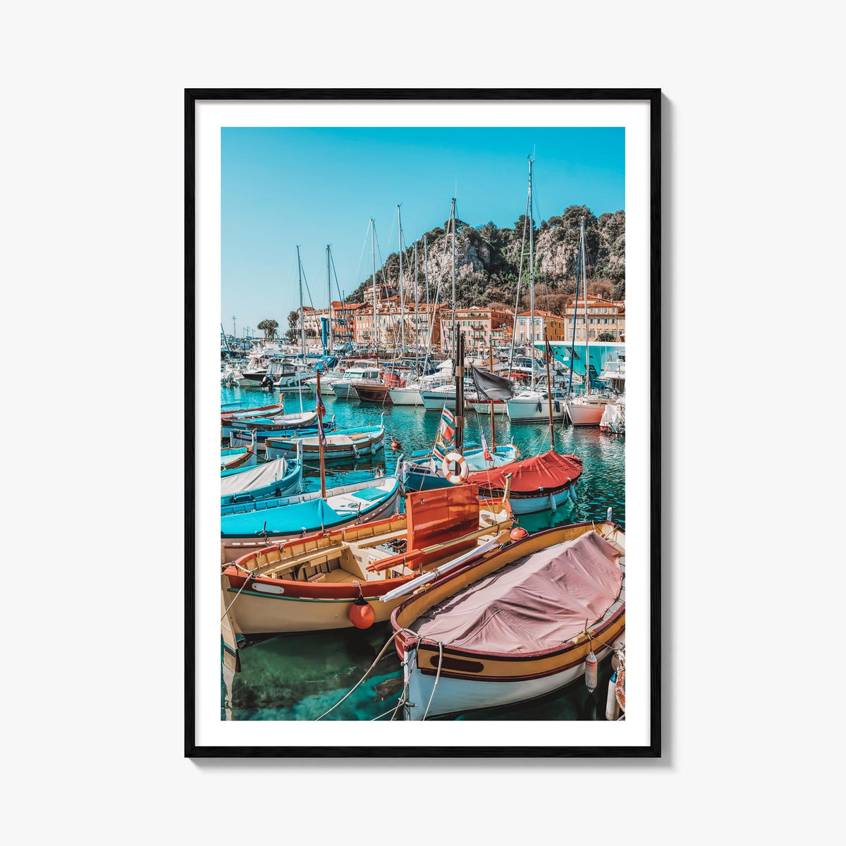 Nice no. 2 colorful photo poster of France – vertical wall art, unframed print shown in interior mockup