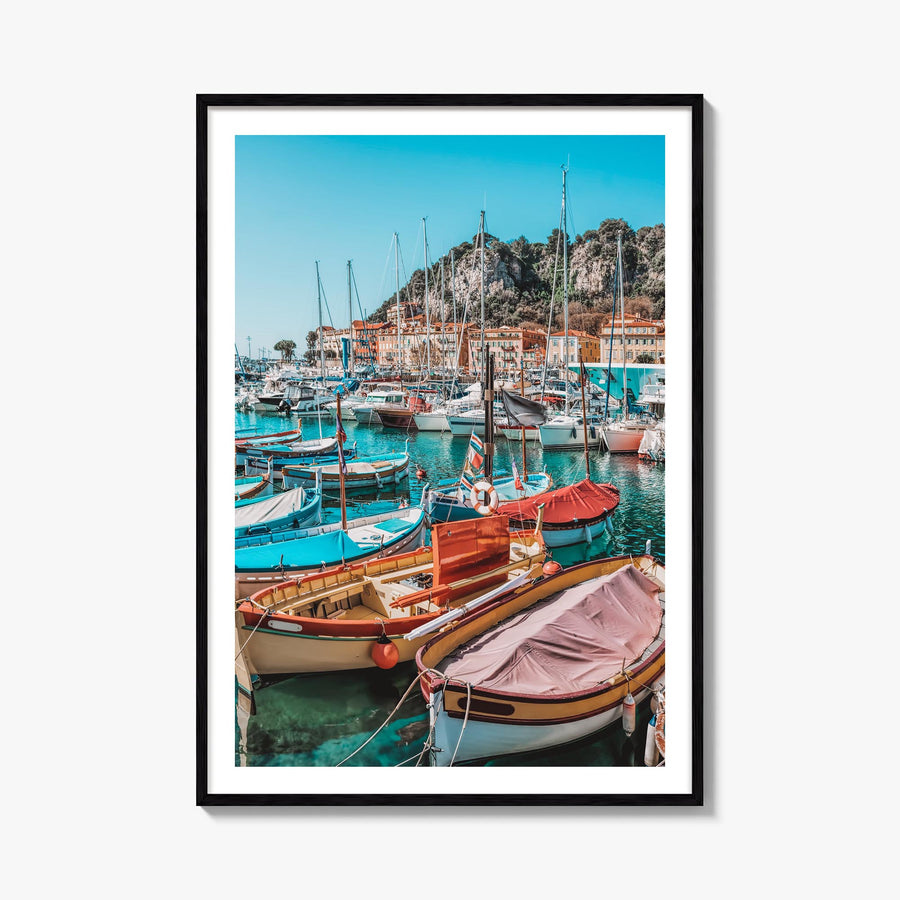Nice no. 2 colorful photo poster of France – vertical wall art, unframed print shown in interior mockup