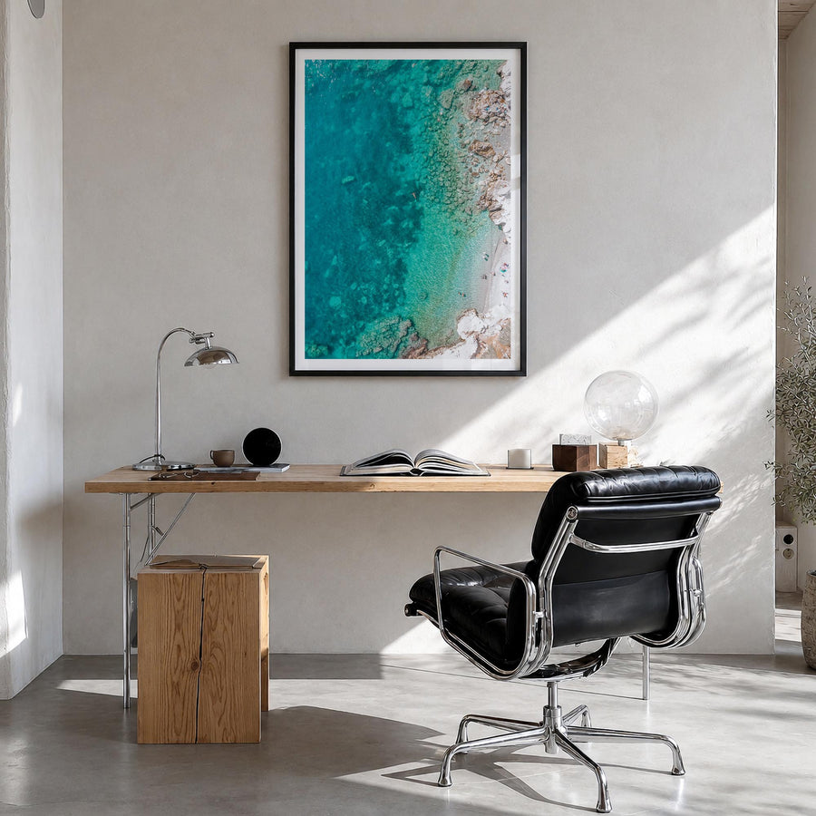 Nice no. 3 colorful photo poster of France – vertical wall art in black wood frame with white border, hanging on wall