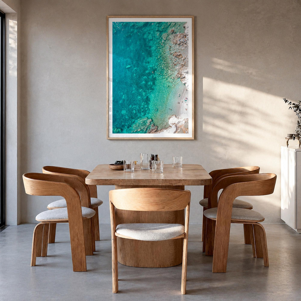 Nice no. 3 colorful photo poster of France – vertical wall art in natural wood frame with white border, hanging on wall