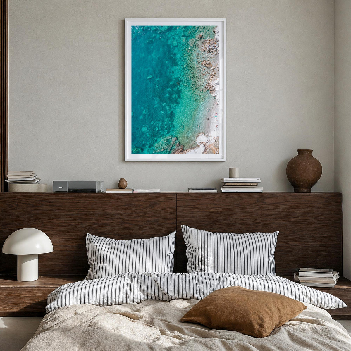Nice no. 3 colorful photo poster of France – vertical wall art in white wood frame with white border, hanging on wall