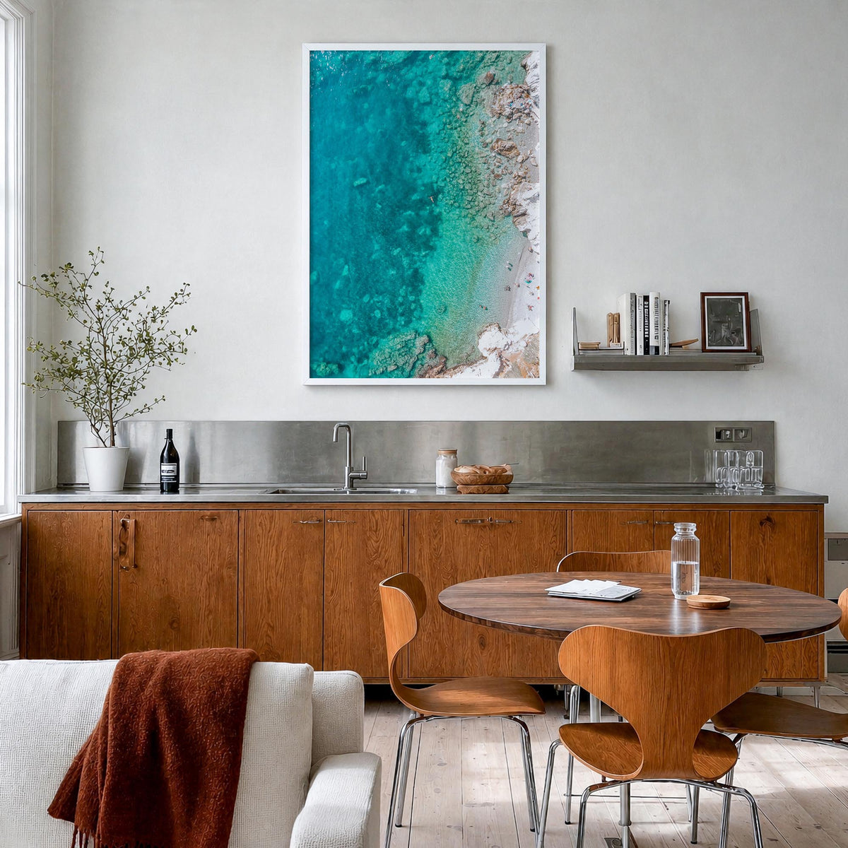 Nice no. 3 colorful photo poster of France – vertical wall art in white wood frame, hanging on wall