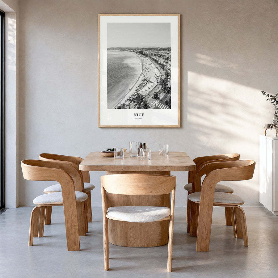 Nice Classic Poster in a natural wood frame, hanging in a dining room