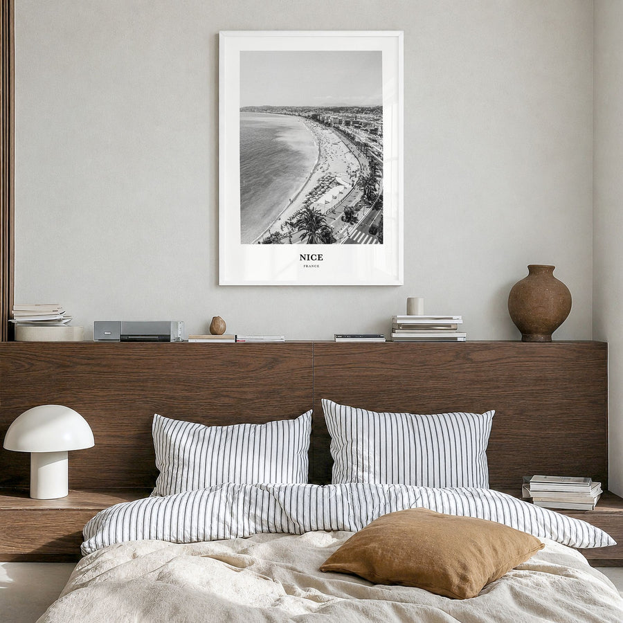 Nice Classic Poster in a white wood frame, hanging in a bedroom