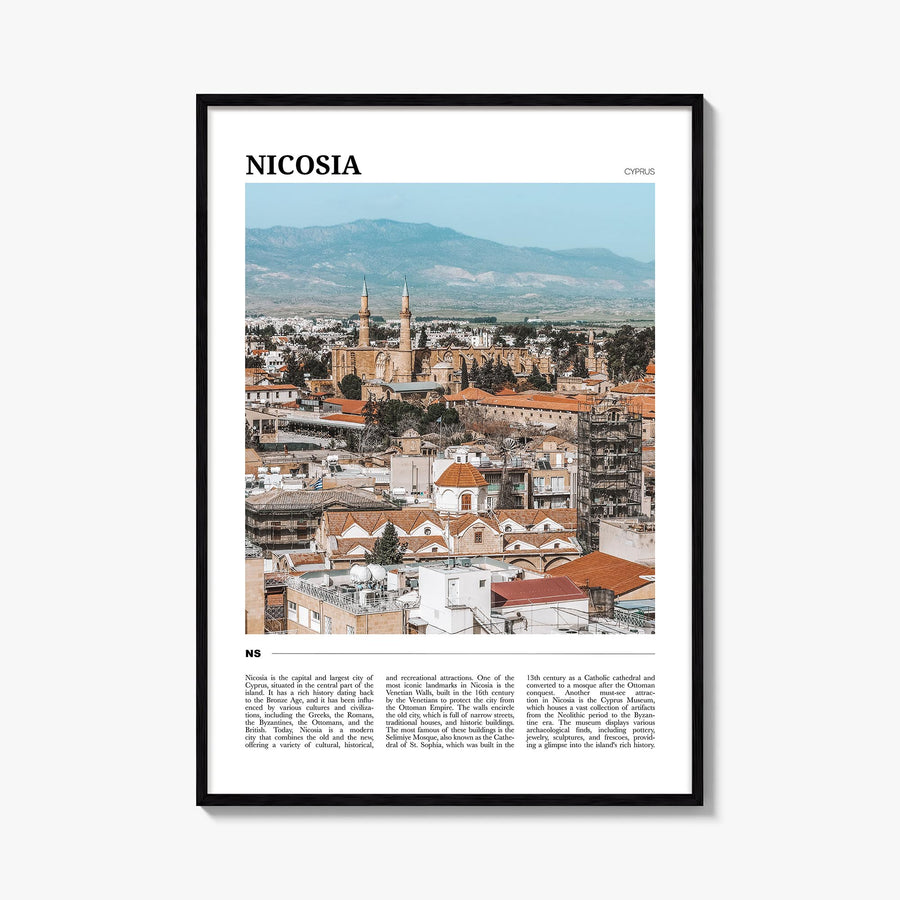 Nicosia colorful travel poster of Cyprus – vertical wall art, unframed print shown in interior mockup