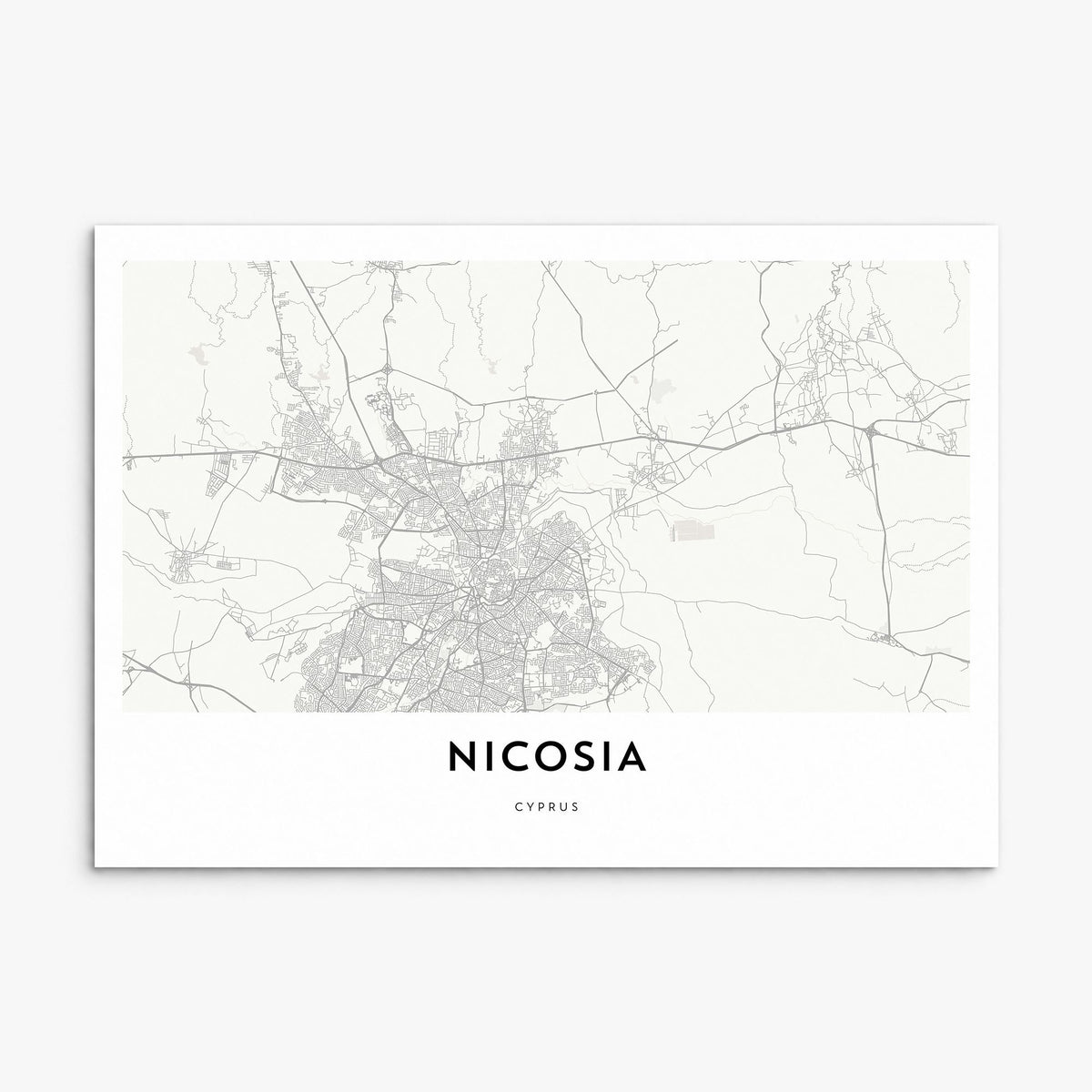 Nicosia Map Poster, print only (unframed)