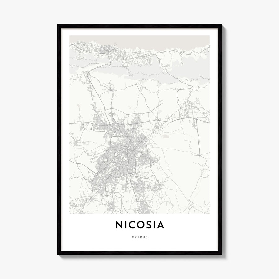 Nicosia Map Poster, framed poster mockup