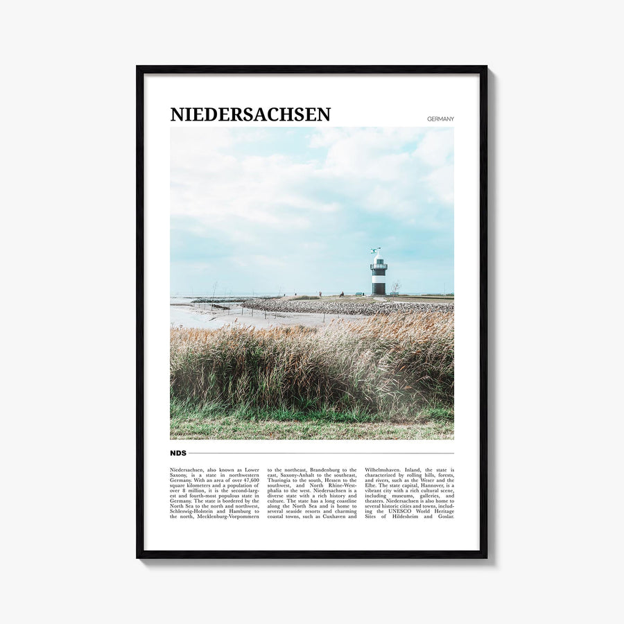 Niedersachsen colorful travel poster of Germany – vertical wall art, unframed print shown in interior mockup