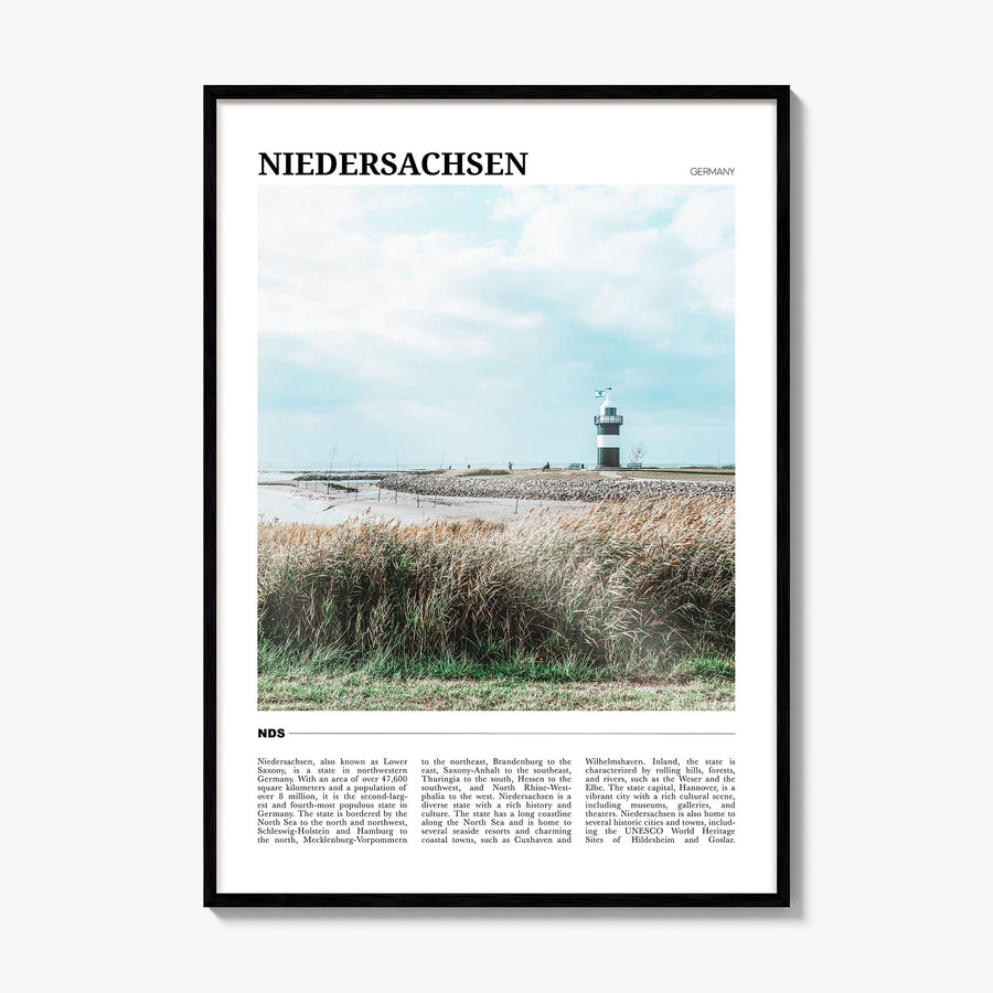 Niedersachsen Travel Poster, framed poster mockup