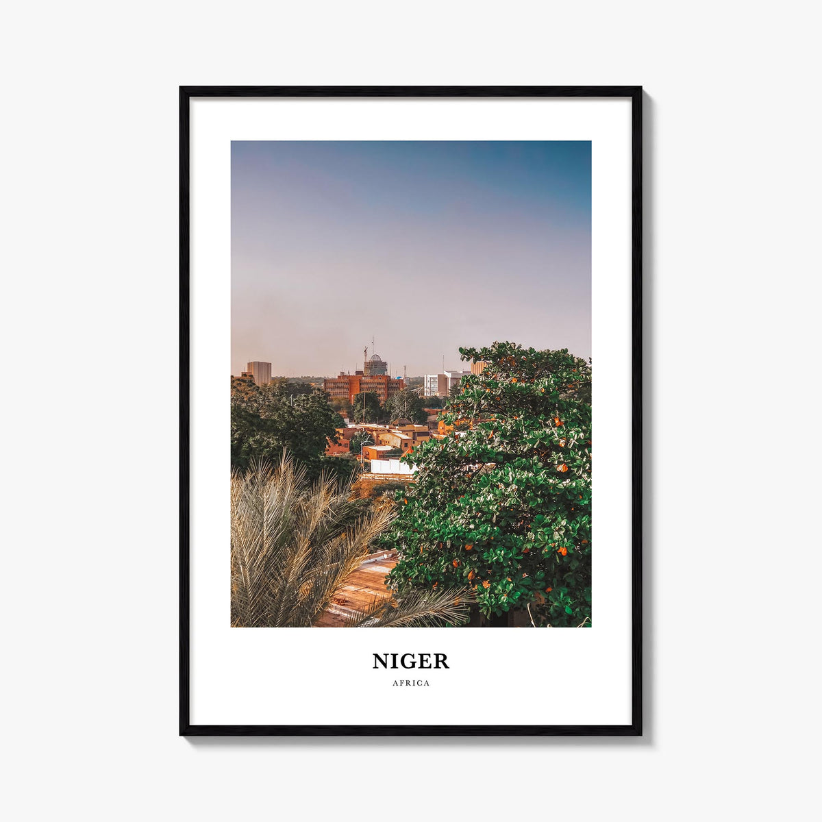 Niger colorful classic poster of Africa – vertical wall art, unframed print shown in interior mockup