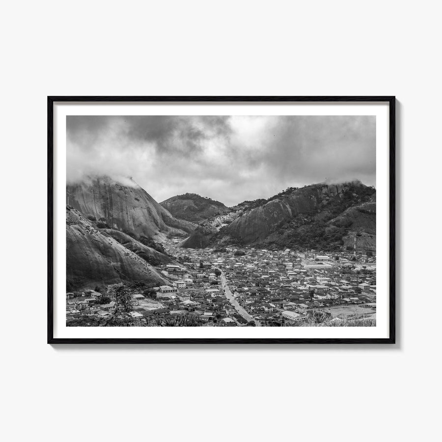 Nigeria black & white photo poster of Africa – horizontal wall art, unframed print shown in interior mockup