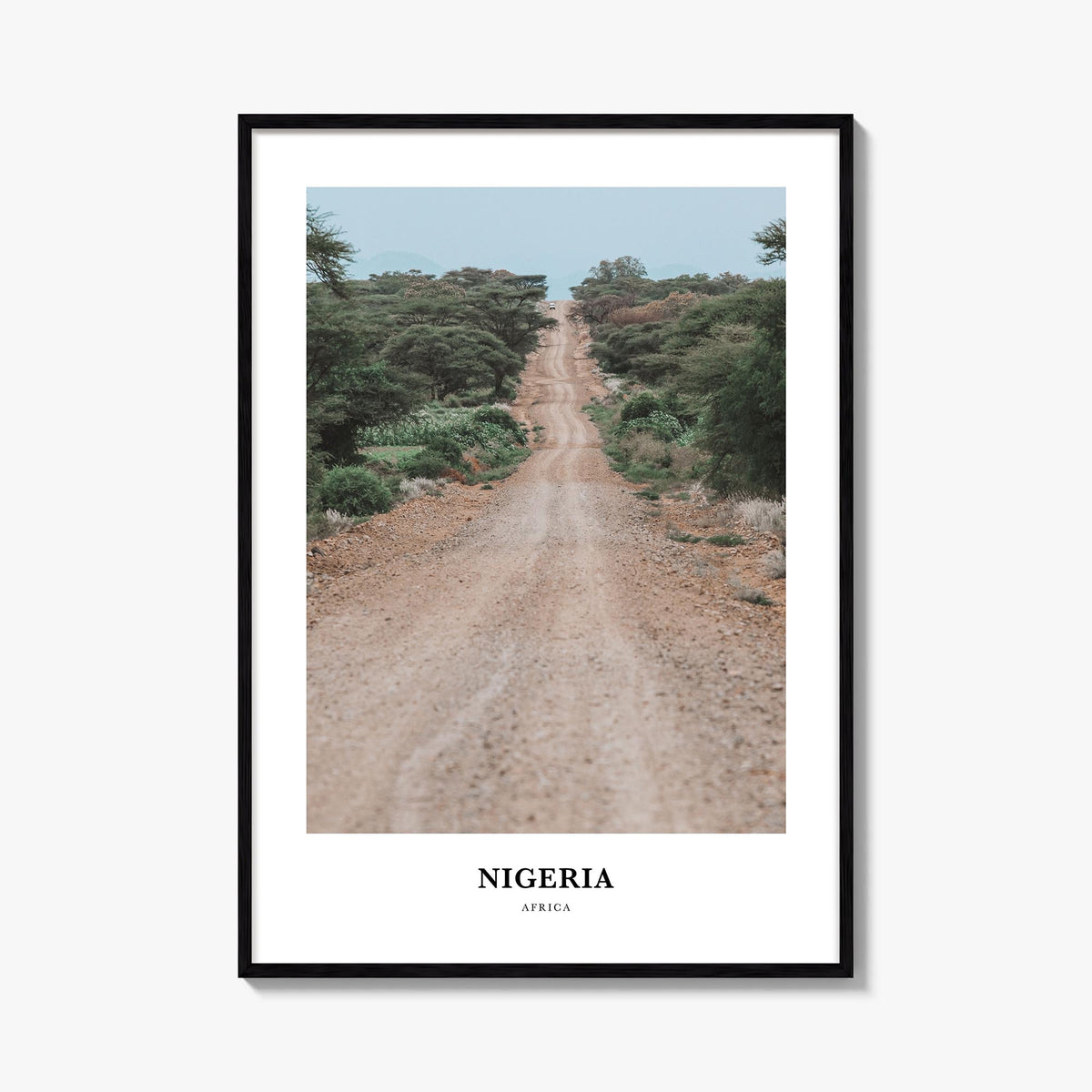 Nigeria colorful classic poster of Africa – vertical wall art, unframed print shown in interior mockup