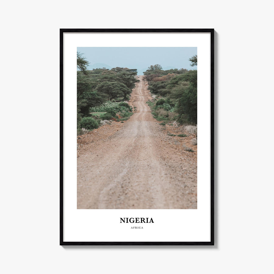 Nigeria colorful classic poster of Africa – vertical wall art, unframed print shown in interior mockup