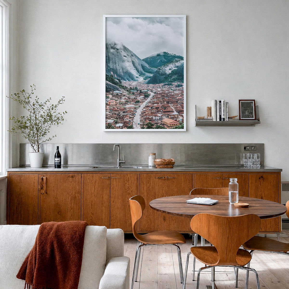 Nigeria colorful photo poster of Africa – vertical wall art in white wood frame, hanging on wall
