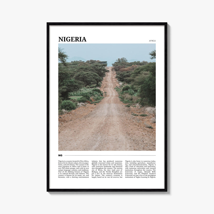 Nigeria colorful travel poster of Africa – vertical wall art, unframed print shown in interior mockup