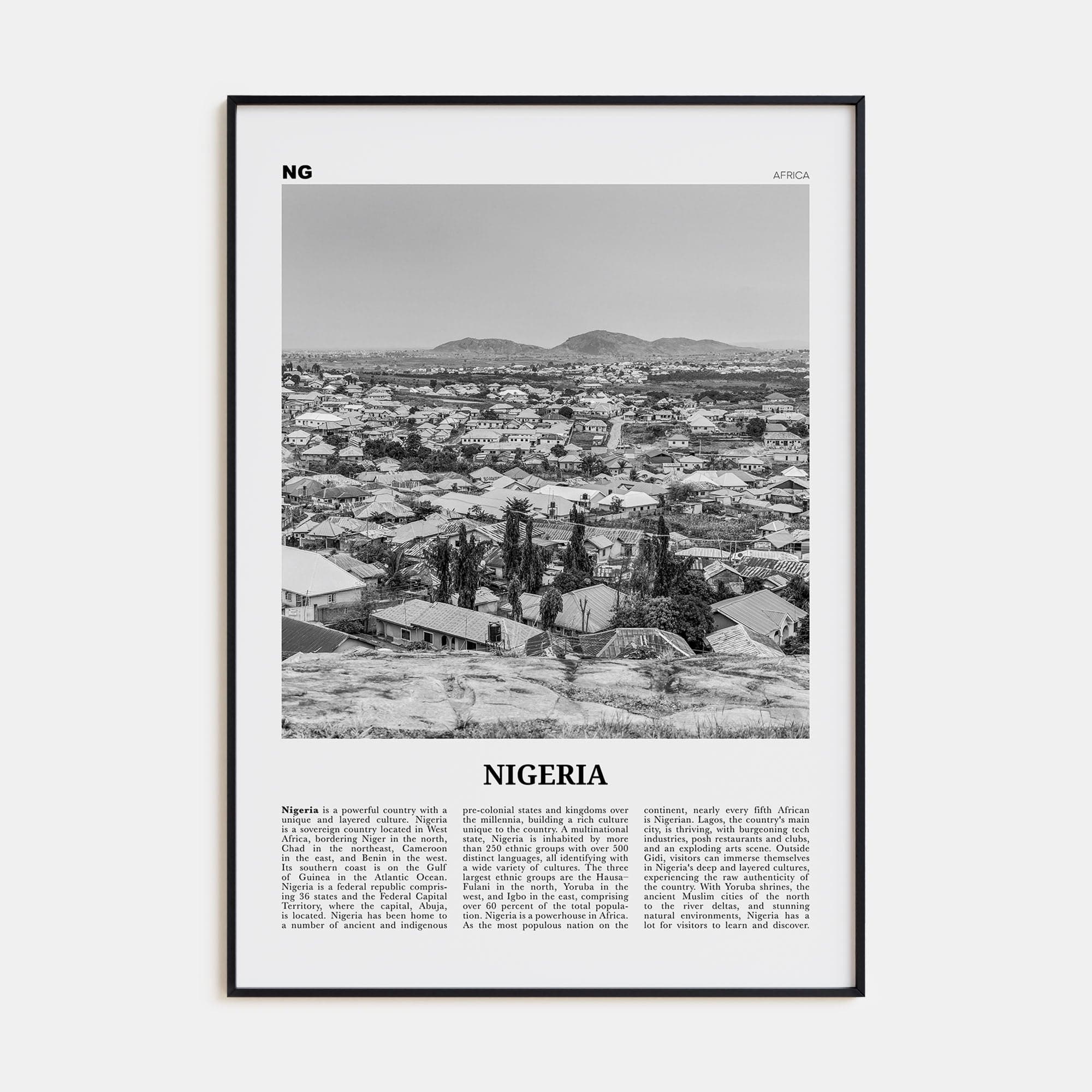 Nigeria No 2 Poster None / 8x12 in Nbourhood Travel B&W Poster