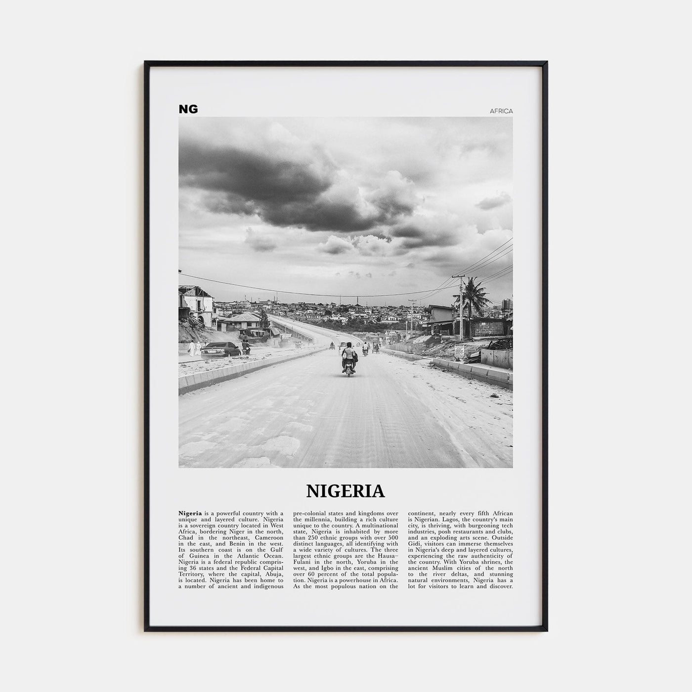 Nigeria No 3 Poster None / 8x12 in Nbourhood Travel B&W Poster