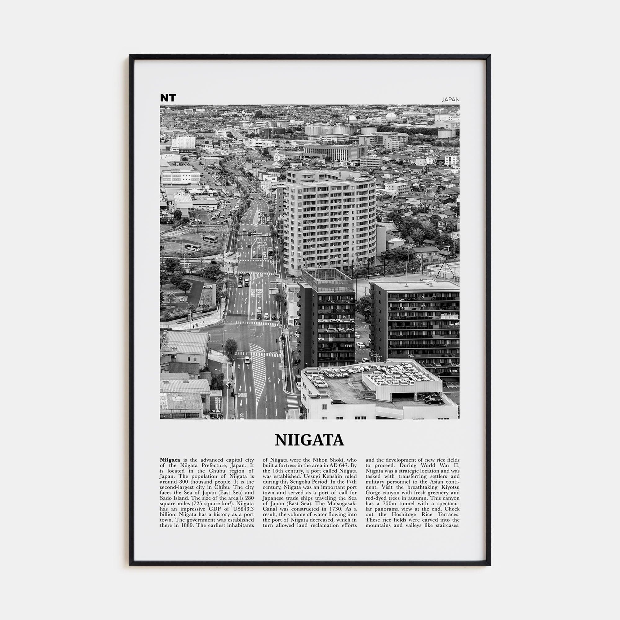 Niigata Poster Black Metal / 8x12 in Nbourhood Travel B&W Poster