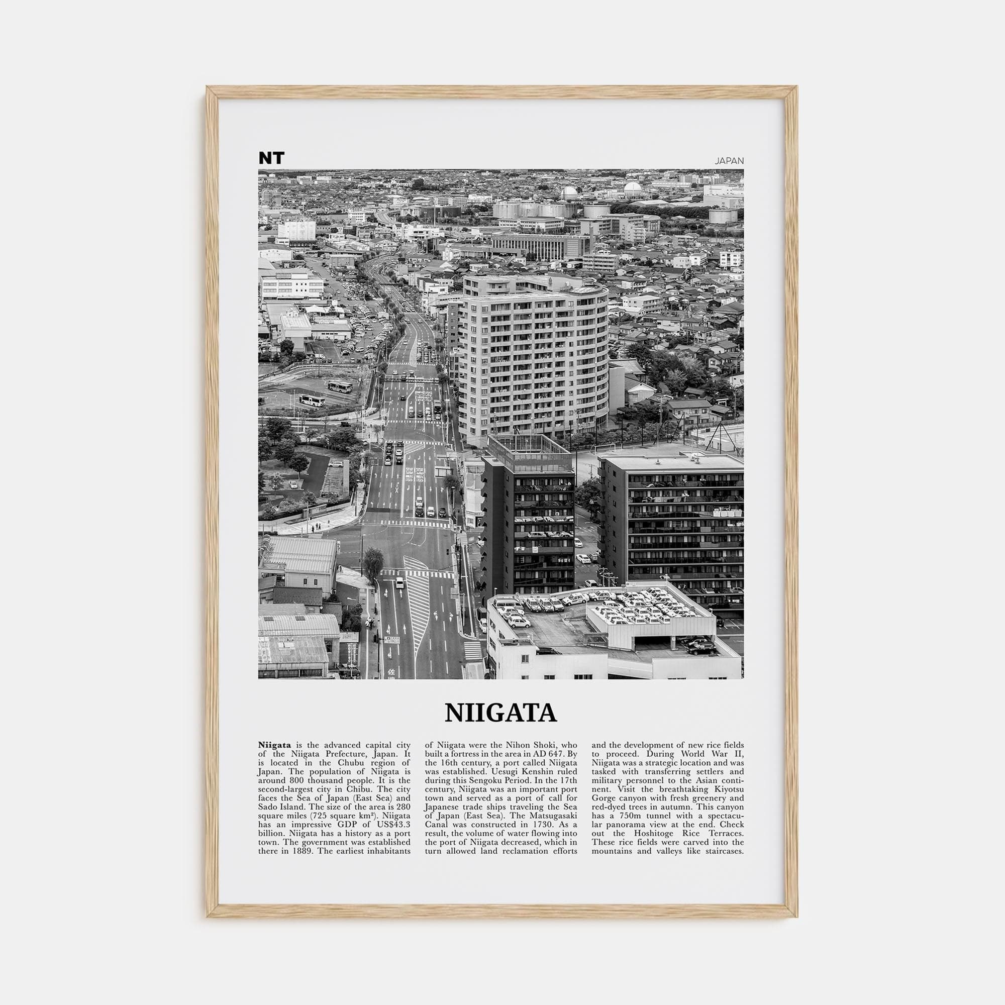 Niigata Poster Natural Wood / 8x12 in Nbourhood Travel B&W Poster