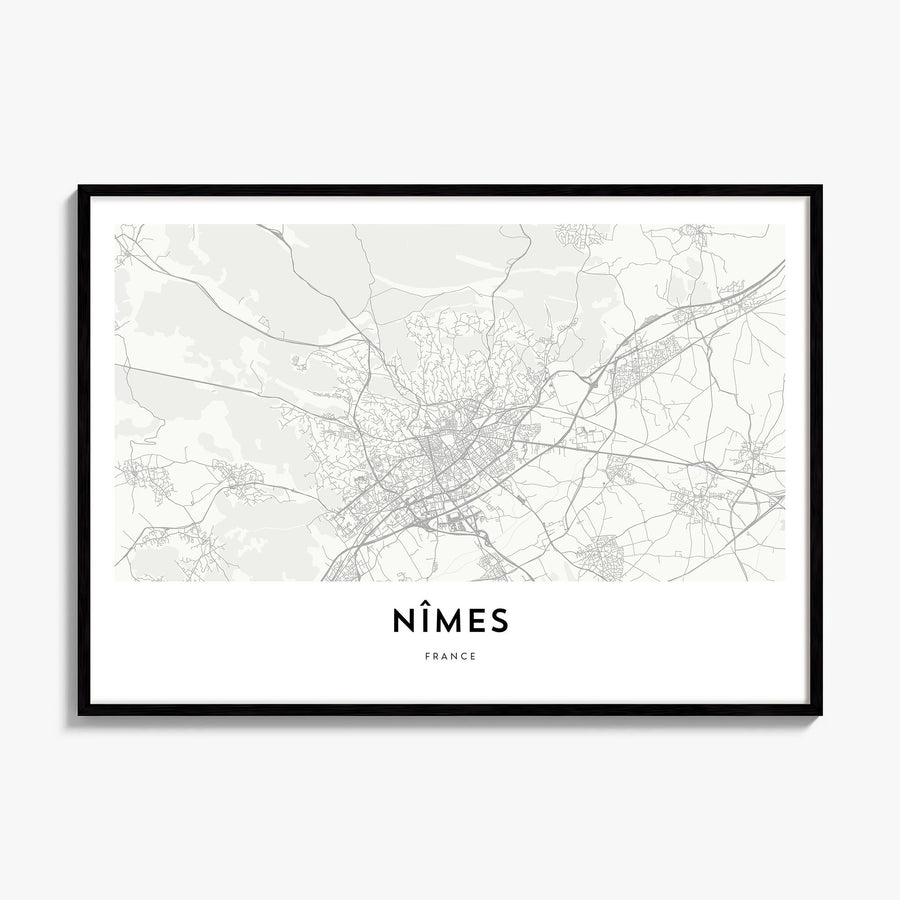 Nîmes Map Poster, framed poster mockup