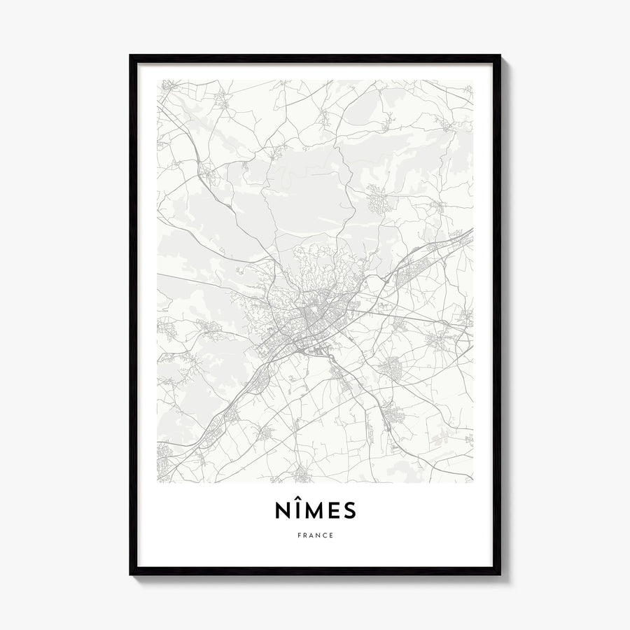 Nîmes Map Poster, framed poster mockup