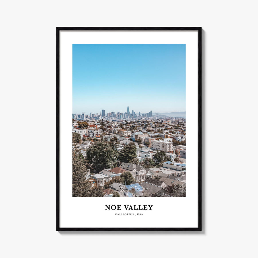 Noe Valley colorful classic poster of California, USA – vertical wall art, unframed print shown in interior mockup