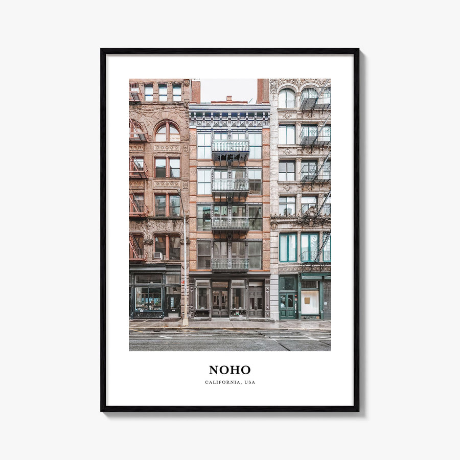 NoHo colorful classic poster of Manhattan, New York City – vertical wall art, unframed print shown in interior mockup