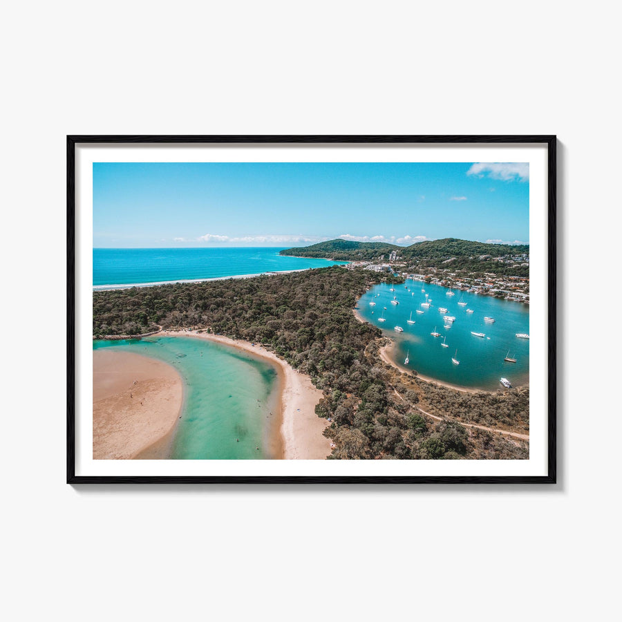 Noosa Heads colorful photo poster of Queensland, Australia – horizontal wall art, unframed print shown in interior mockup