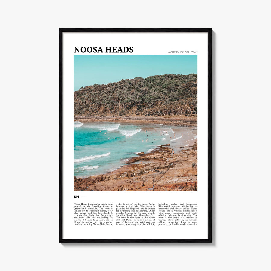 Noosa Heads colorful travel poster of Queensland, Australia – vertical wall art, unframed print shown in interior mockup