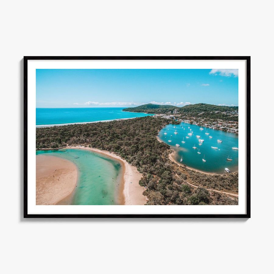 Noosa Heads Photo Poster, framed poster mockup, white border