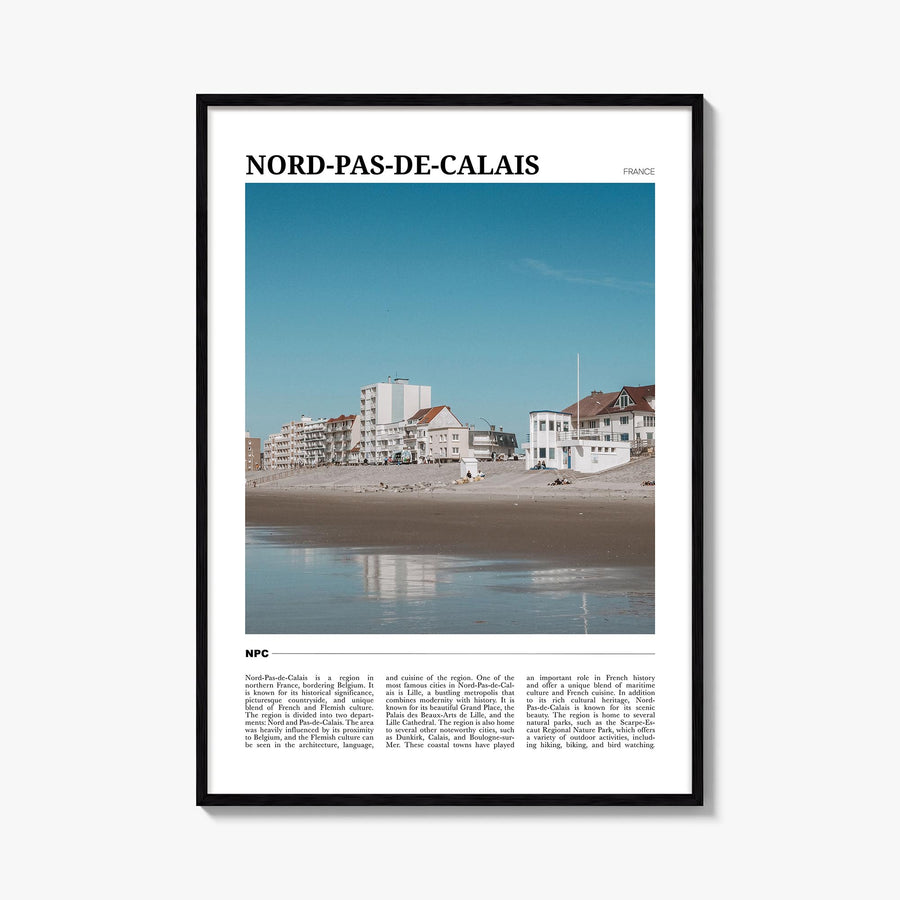 Nord-Pas-de-Calais colorful travel poster of France – vertical wall art, unframed print shown in interior mockup