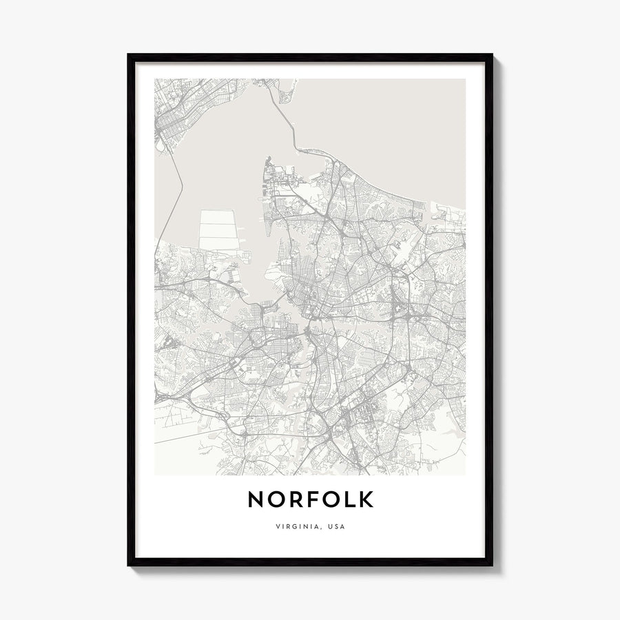 Norfolk, Virginia Map Poster, framed poster mockup
