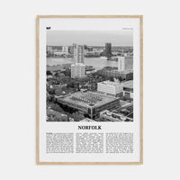 Norfolk, Virginia Poster Natural Wood / 8x12 in Nbourhood Travel B&W Poster