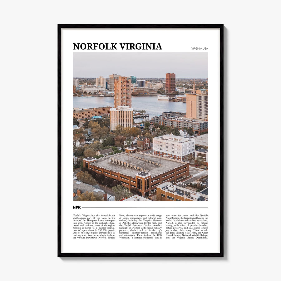 Norfolk, Virginia Travel Poster, framed poster mockup