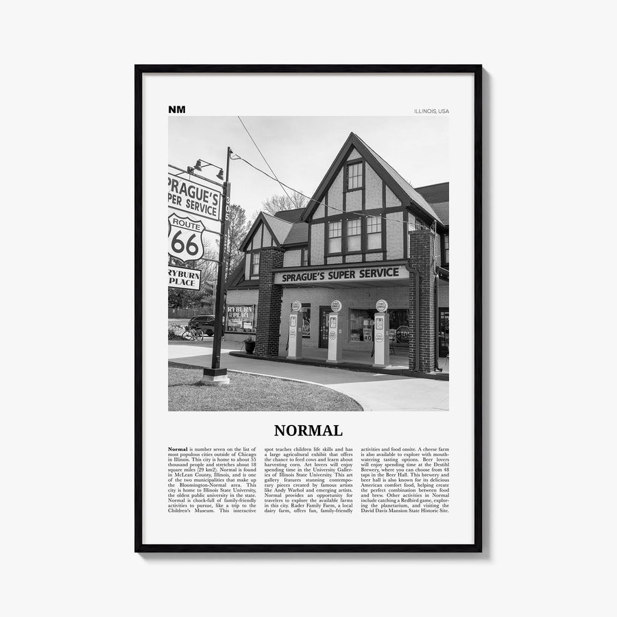 Normal black & white newspaper poster of Illinois, USA – vertical wall art, unframed print shown in interior mockup