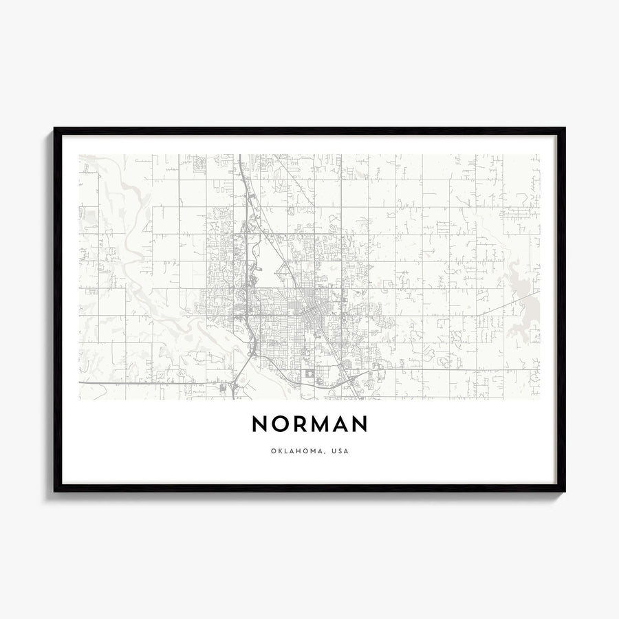Norman Map Poster, framed poster mockup