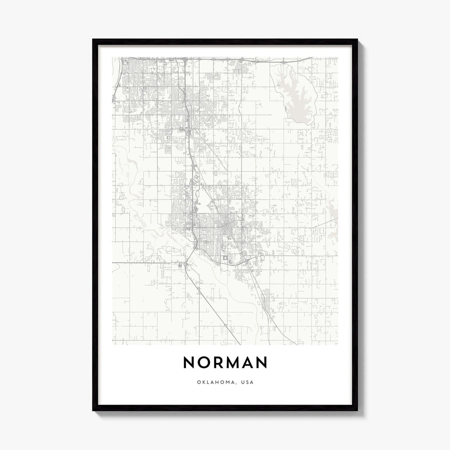Norman Map Poster, framed poster mockup