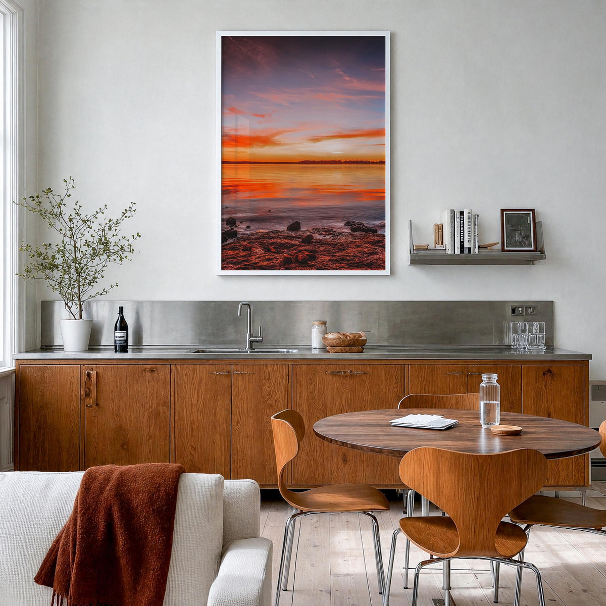 Norman no. 1 colorful photo poster of Oklahoma, USA – vertical wall art in white wood frame, hanging on wall