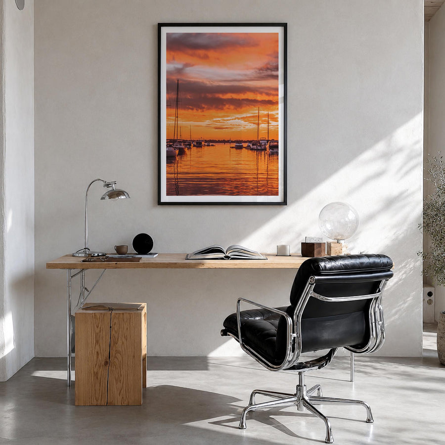 Norman no. 2 colorful photo poster of Oklahoma, USA – vertical wall art in black wood frame with white border, hanging on wal