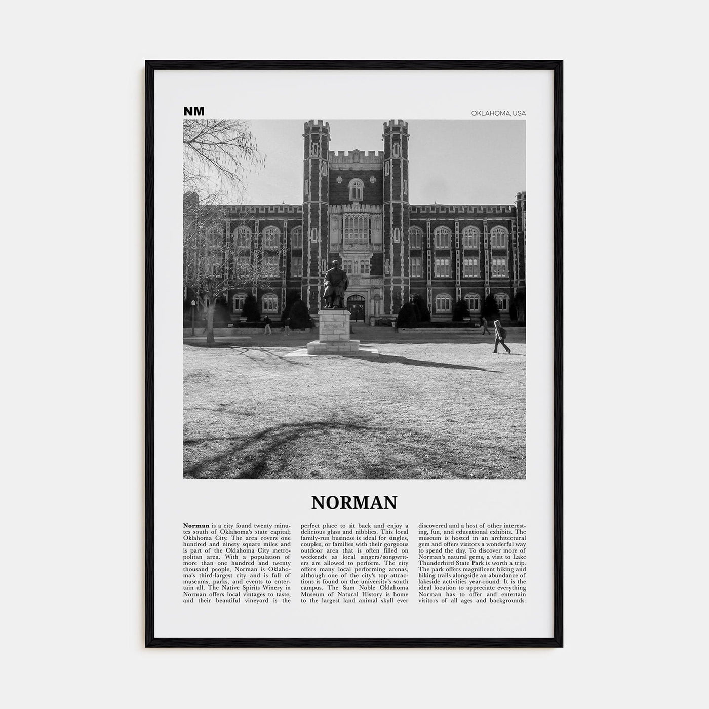 Norman Poster Black Wood / 8x12 in Nbourhood Travel B&W Poster