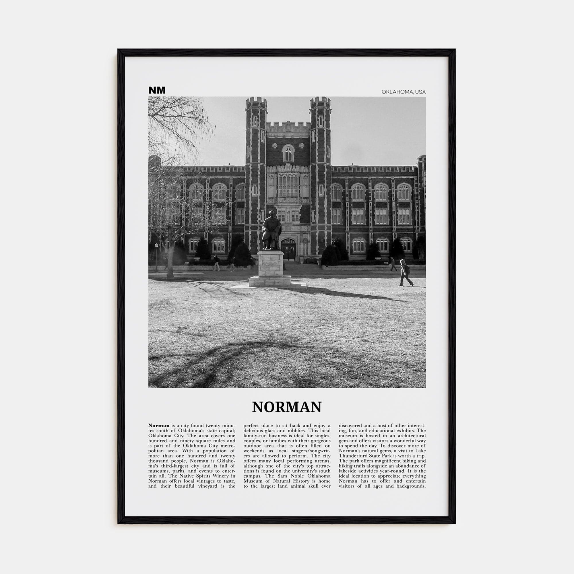 Norman Poster Black Wood / 8x12 in Nbourhood Travel B&W Poster