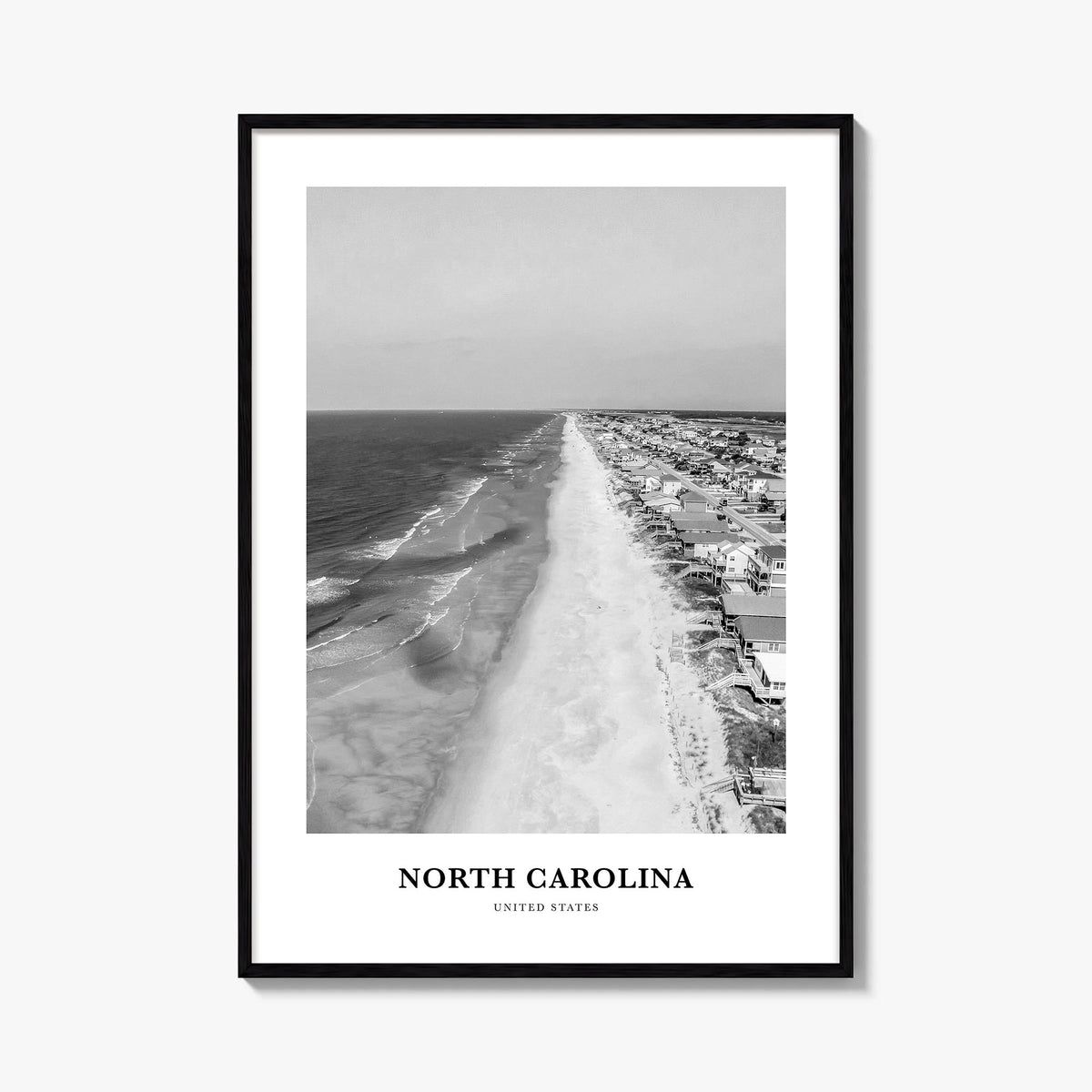 North Carolina no. 1 black & white classic poster of United States – vertical wall art, unframed print shown in interior mock
