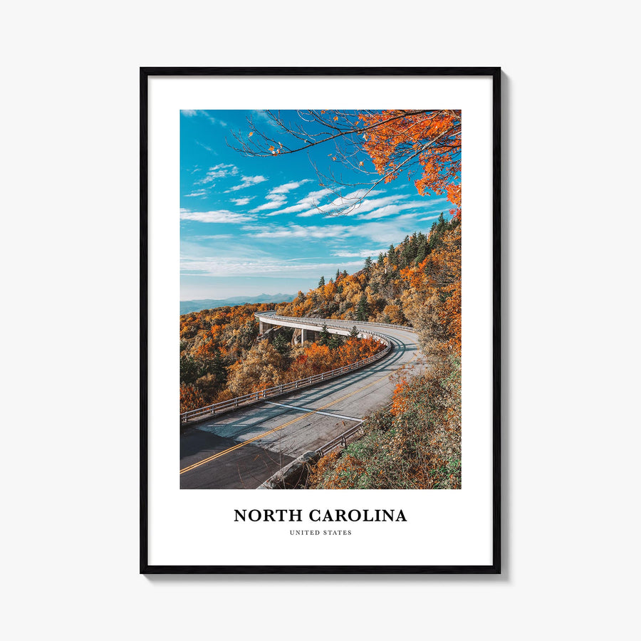 North Carolina no. 1 colorful classic poster of United States – vertical wall art, unframed print shown in interior mockup