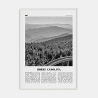 North Carolina No 1 Poster White Wood / 8x12 in Nbourhood Travel B&W Poster