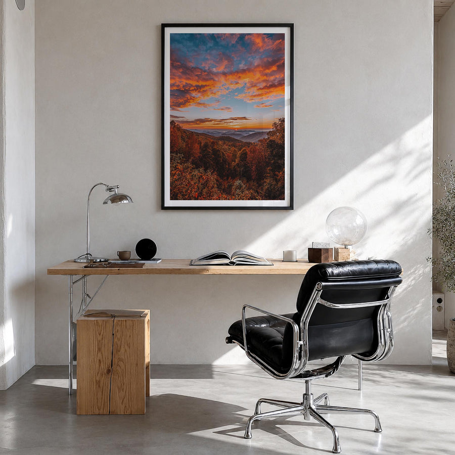 North Carolina no. 2 colorful photo poster of United States – vertical wall art in black wood frame with white border, hangin
