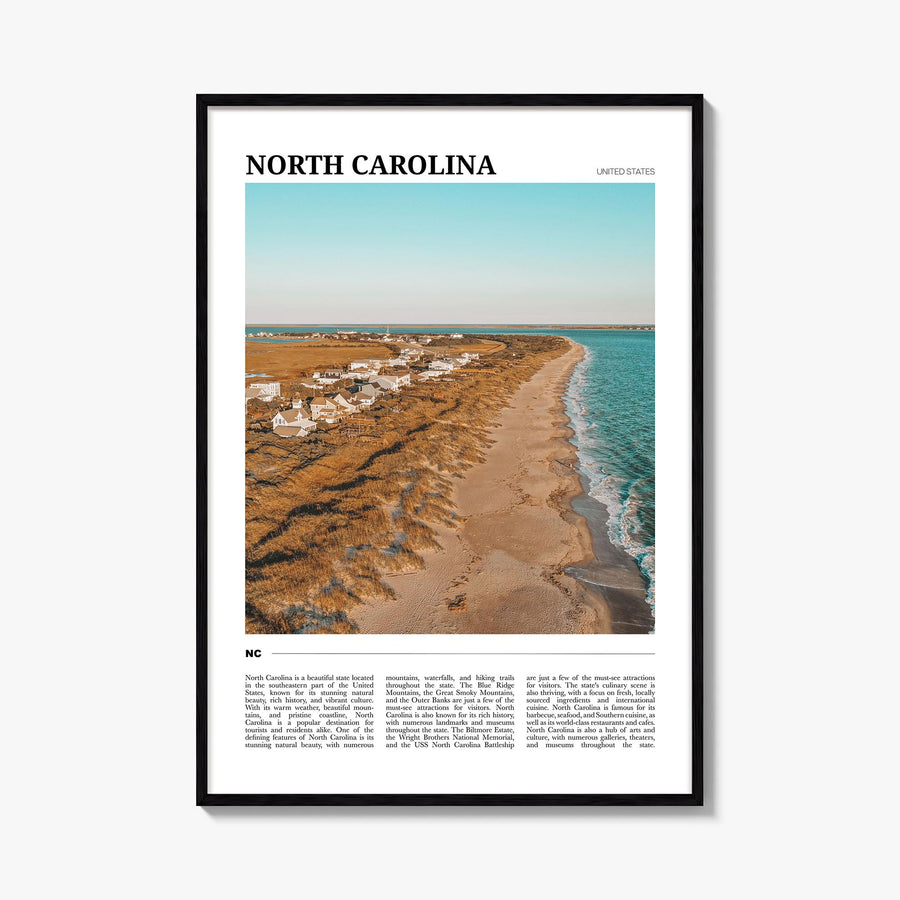 North Carolina no. 2 colorful travel poster of United States – vertical wall art, unframed print shown in interior mockup