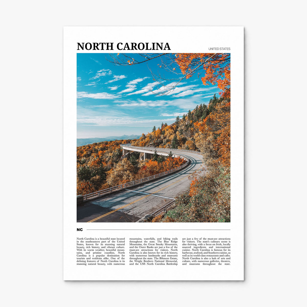North Carolina Travel No 1 Poster, print only (unframed)