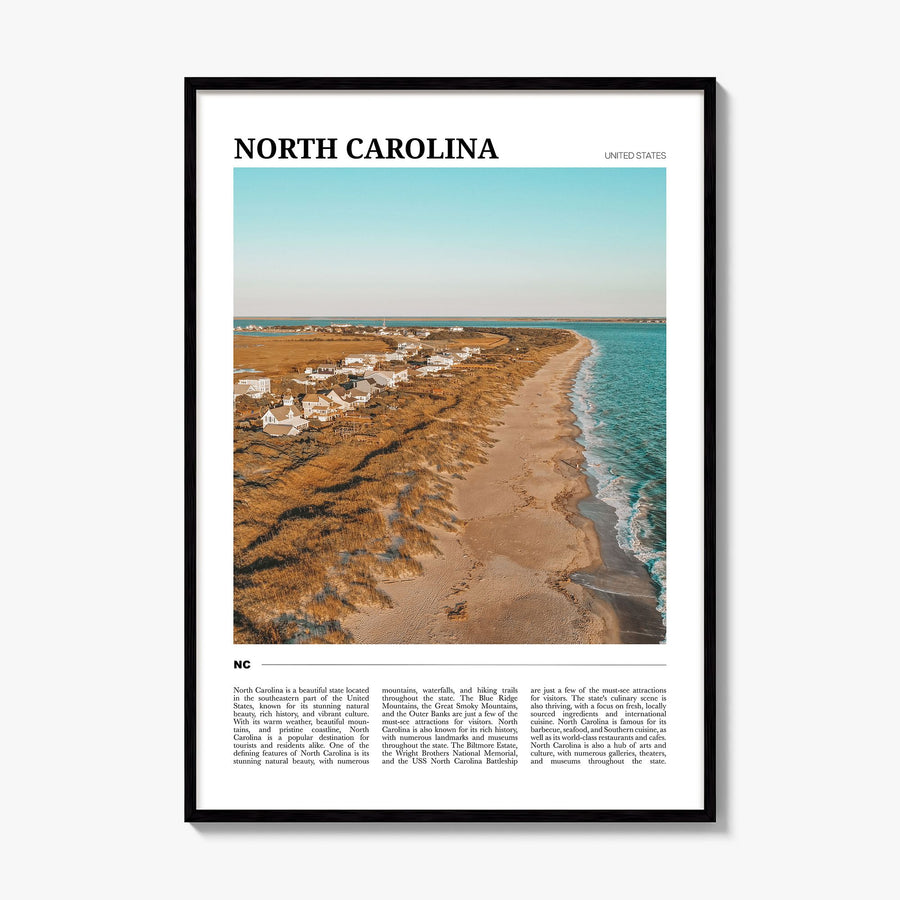 North Carolina Travel No 2 Poster, framed poster mockup