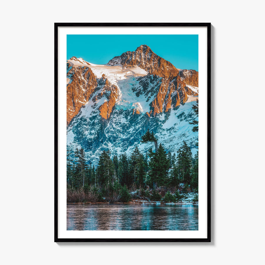 North Cascades National Park Photo Poster, framed poster mockup, white border