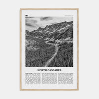 North Cascades National Park Poster Natural Wood / 8x12 in Nbourhood Travel B&W Poster